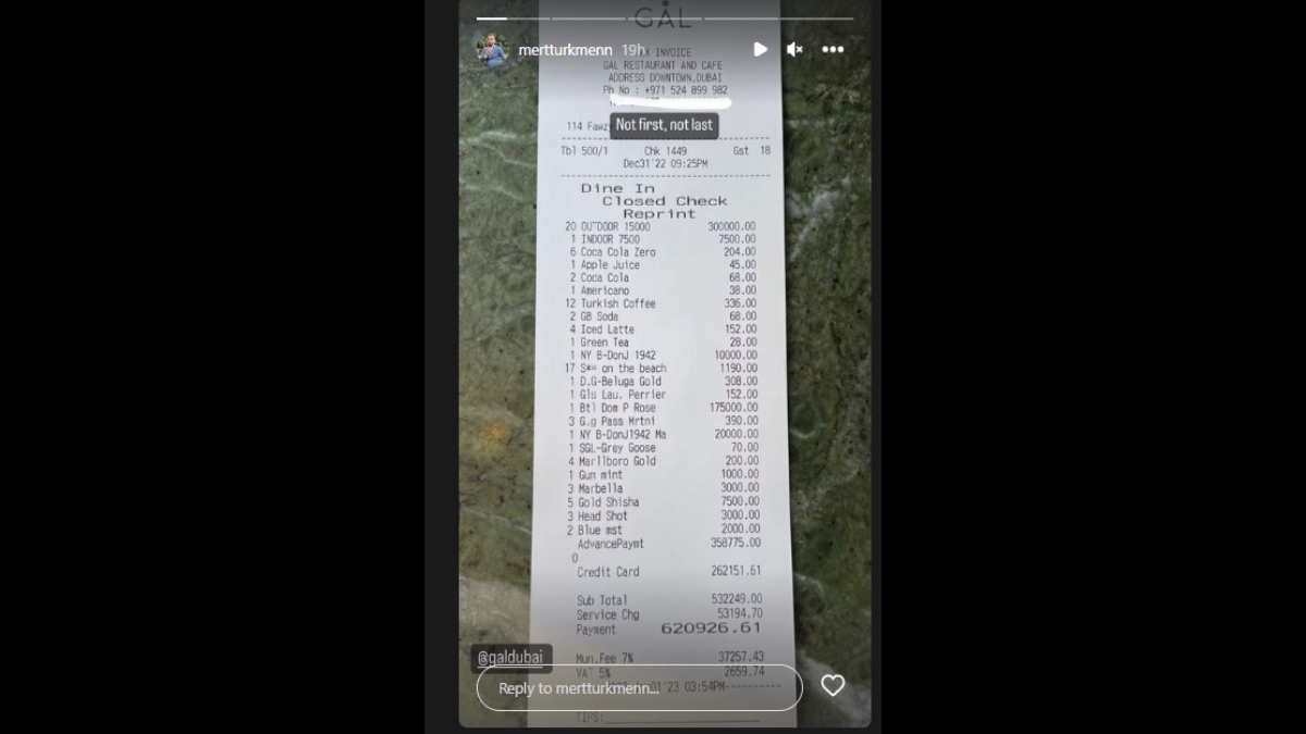 11137 New Year's Eve in Dubai Whopping Dh620,000 bill by restaurateur goes viral