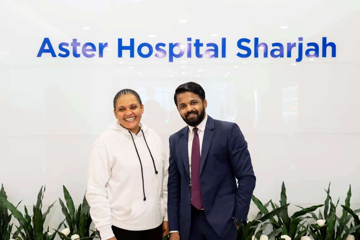Surgeon operates out rare breast tumour of football-size from Ethiopian medical tourist Seblework Alemayehu Zeleke with Dr. Dilber Pareed at Aster Hospital Sharjah