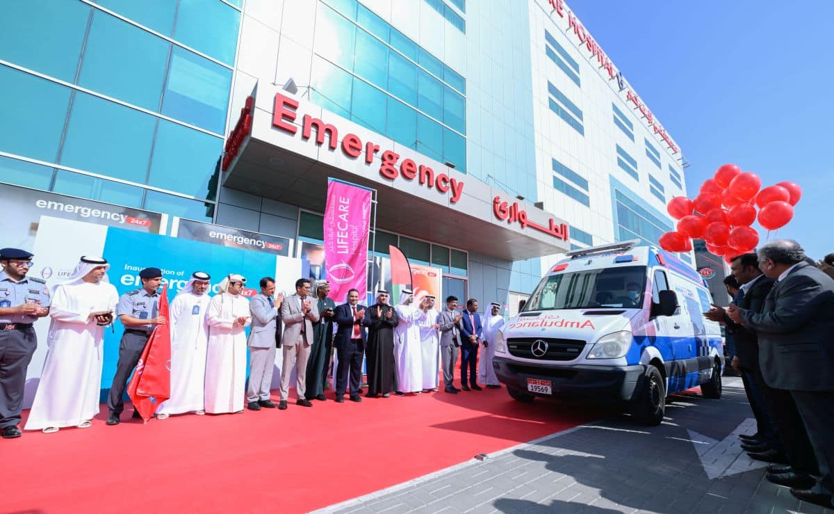 Lifecare - Senior officials of Musaffah Police Station, Musaffah Municipality, and Burjeel Holdings launching the Emergency Department at Lifecare Hospital, Musaffah
