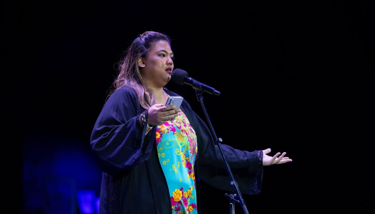 Poetry evening with Afra Atiq, Carlos The-2023-Emirates-Airline-Festival-of-Literature-begins-tomorrow Andrés Gómez & Brent Shuttleworth at Dubai Millennium Amphitheatre