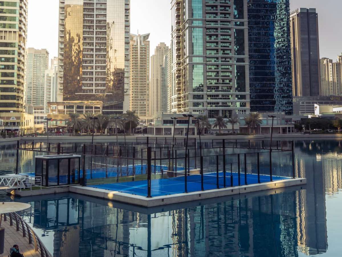 The unique floating padel court concept branch in Dubai