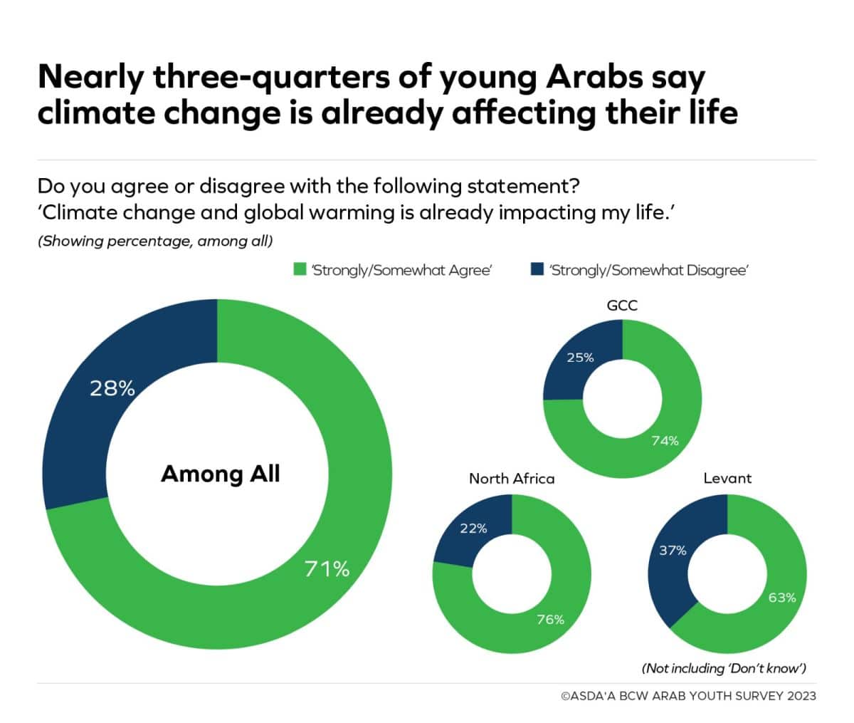 • 65% of youth in GCC states, 58% in North Africa and 51% in Levant say they will support boycotting brands that damage the environment
