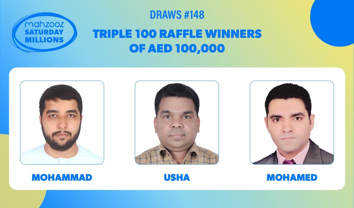 The 148th live draws awarded a total prize of AED 1,727,850 to 116,022 lucky participants.