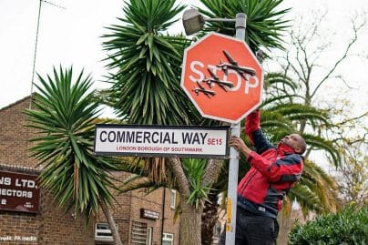 Banksy’s Stop Sign Art disappears in a flash