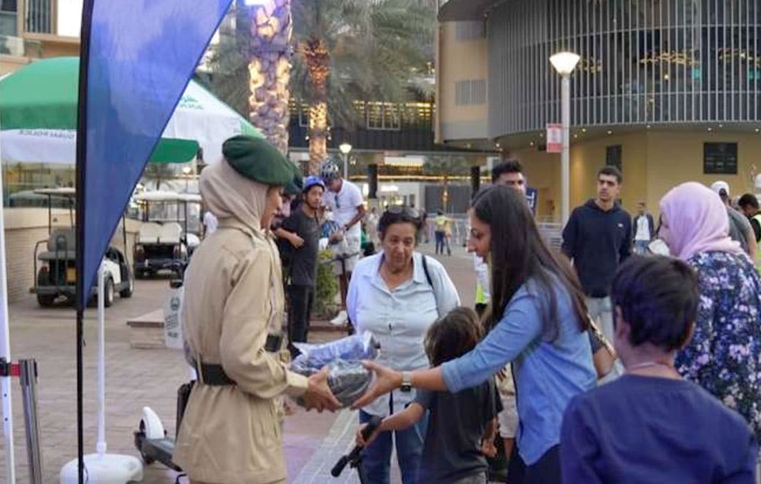 Dubai-Police-RTA-Distribute-Safety-Gear-Cyclists-Scooter-Riders
