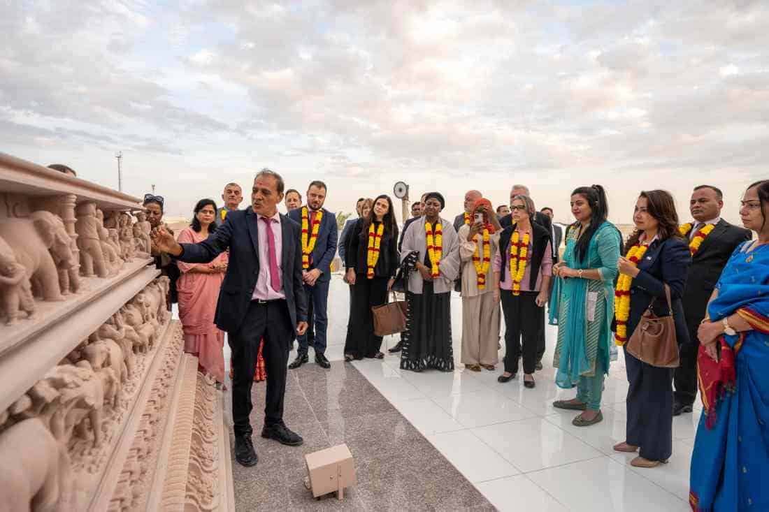 Ambassadors and Diplomats from 42 Countries Visit BAPS Hindu Mandir in Abu Dhabi
