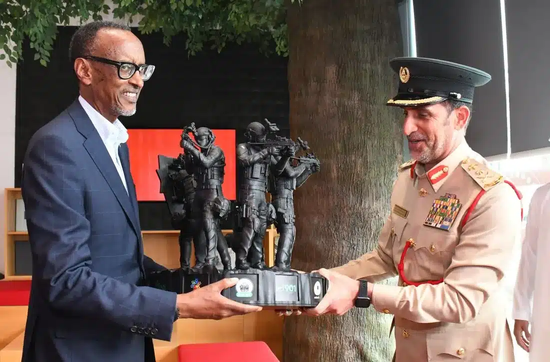 Rwandan President Paul Kagame visits Dubai Police HQ and explores policing innovations