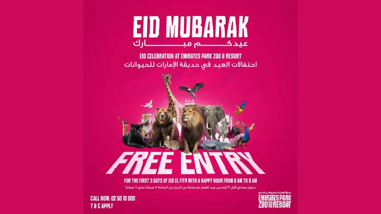 Enjoy free entry and family-friendly activities this Eid at Emirates Park Zoo and Resort on the first three days of Eid al-Fitr