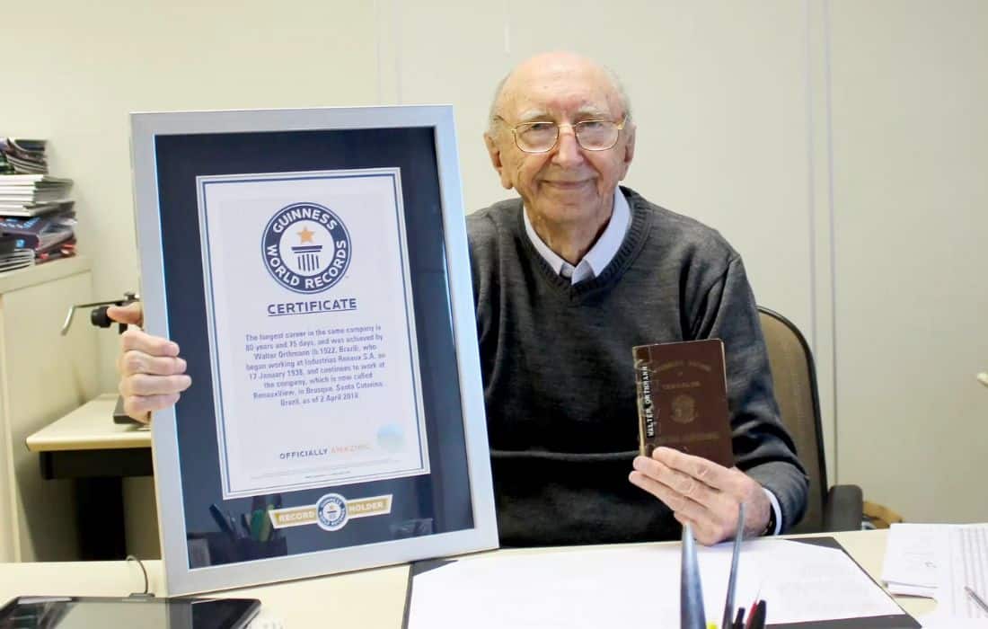 Walter, at 100 years old, holds Guinness World Record for 'Most Loyal Employee'