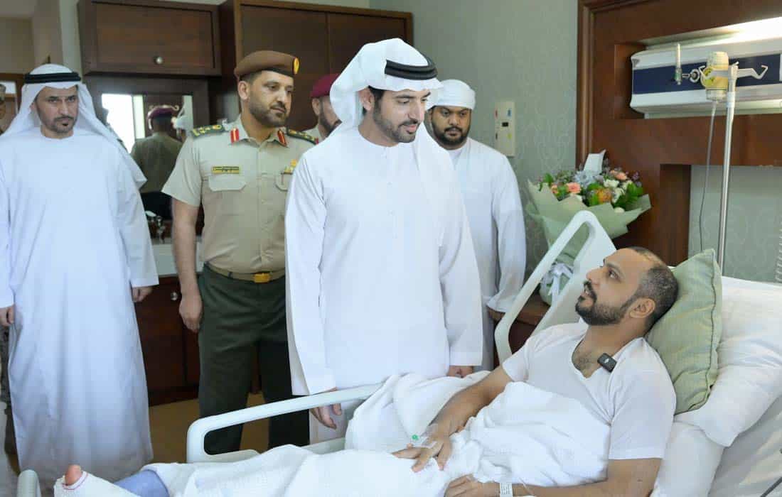 Hamdan bin Mohammed visits injured UAE Armed Forces servicemen at Zayed Military Hospital
