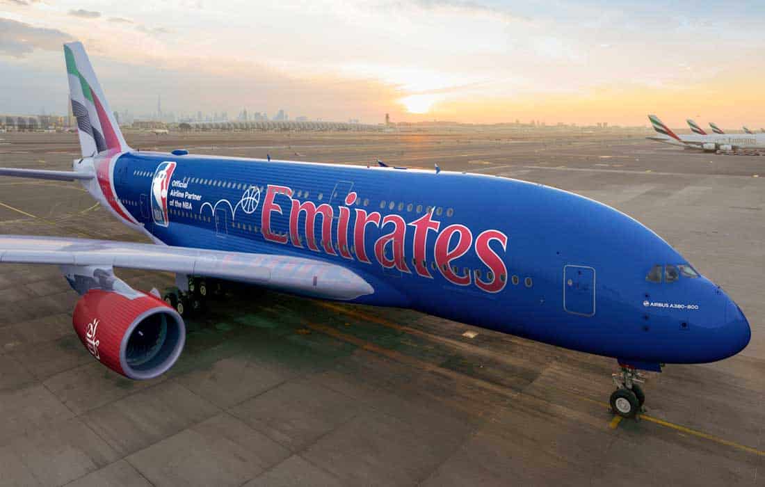 Emirates introduces bold NBA livery ahead of Emirates NBA Cup