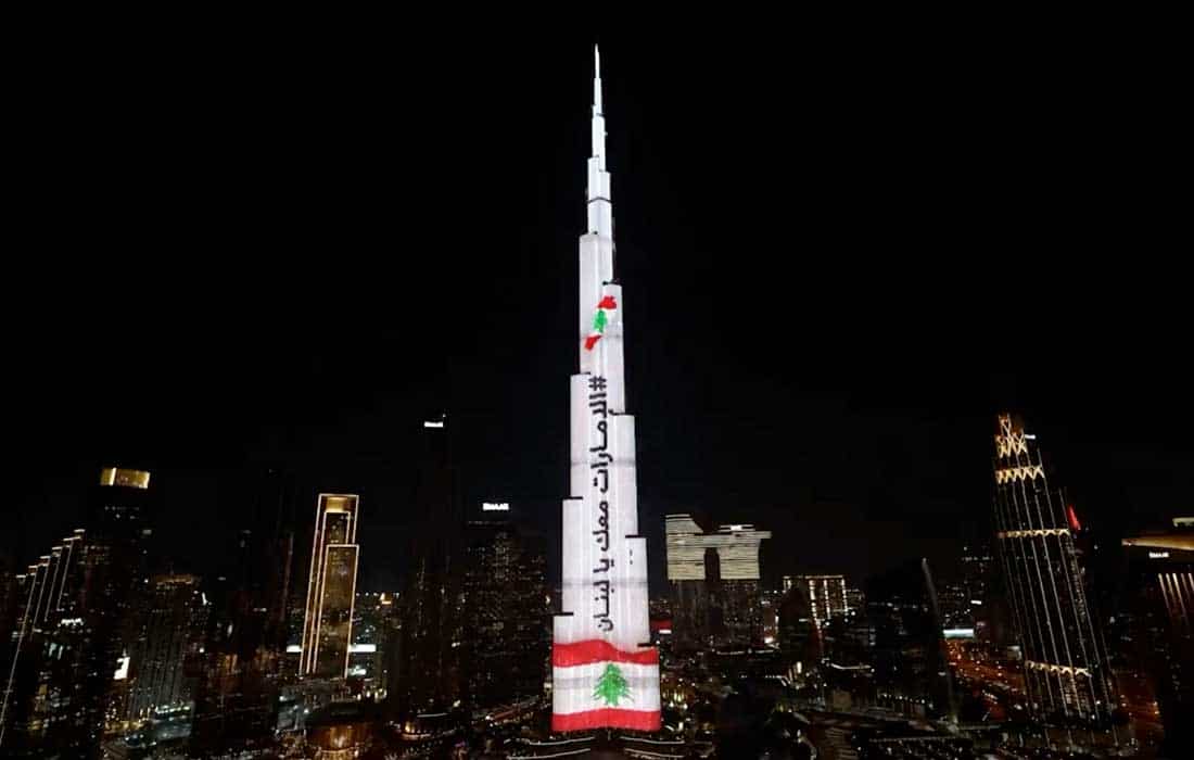 UAE landmarks display solidarity with Lebanon