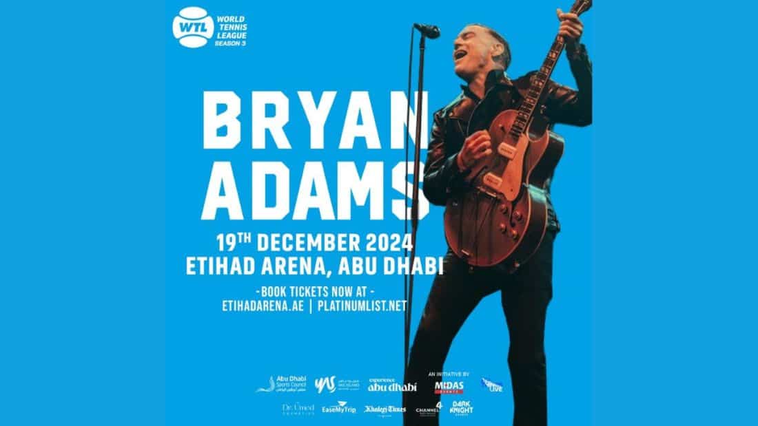 Bryan Adams, to perform at World Tennis League