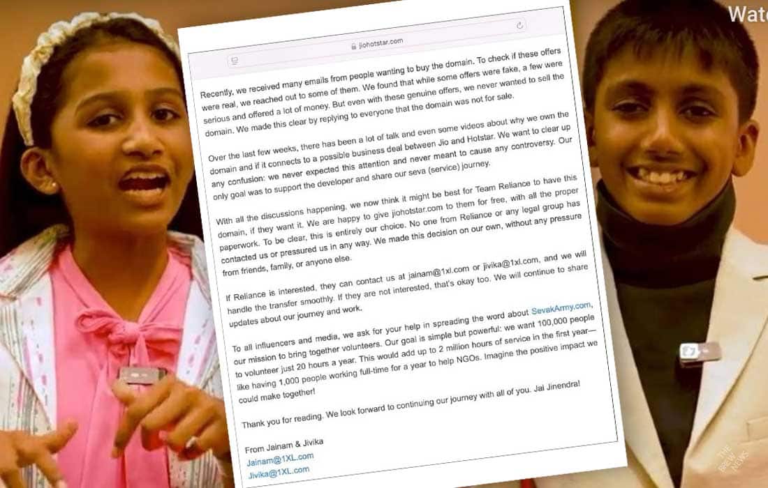 Dubai siblings offer JioHotstar to Reliance for free