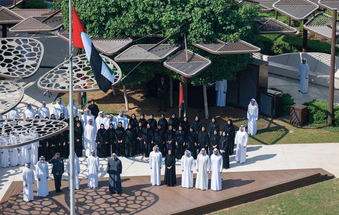 Sheikh Khaled raises UAE flag at Abu Dhabi Executive Office to mark Flag Day