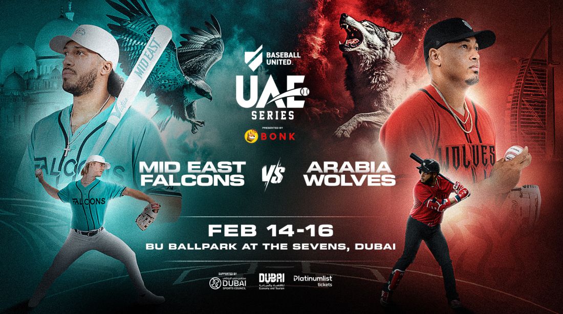 Baseball United announces the UAE baseball debut in Dubai. Witness the Wolves vs Falcons this February at a historic event