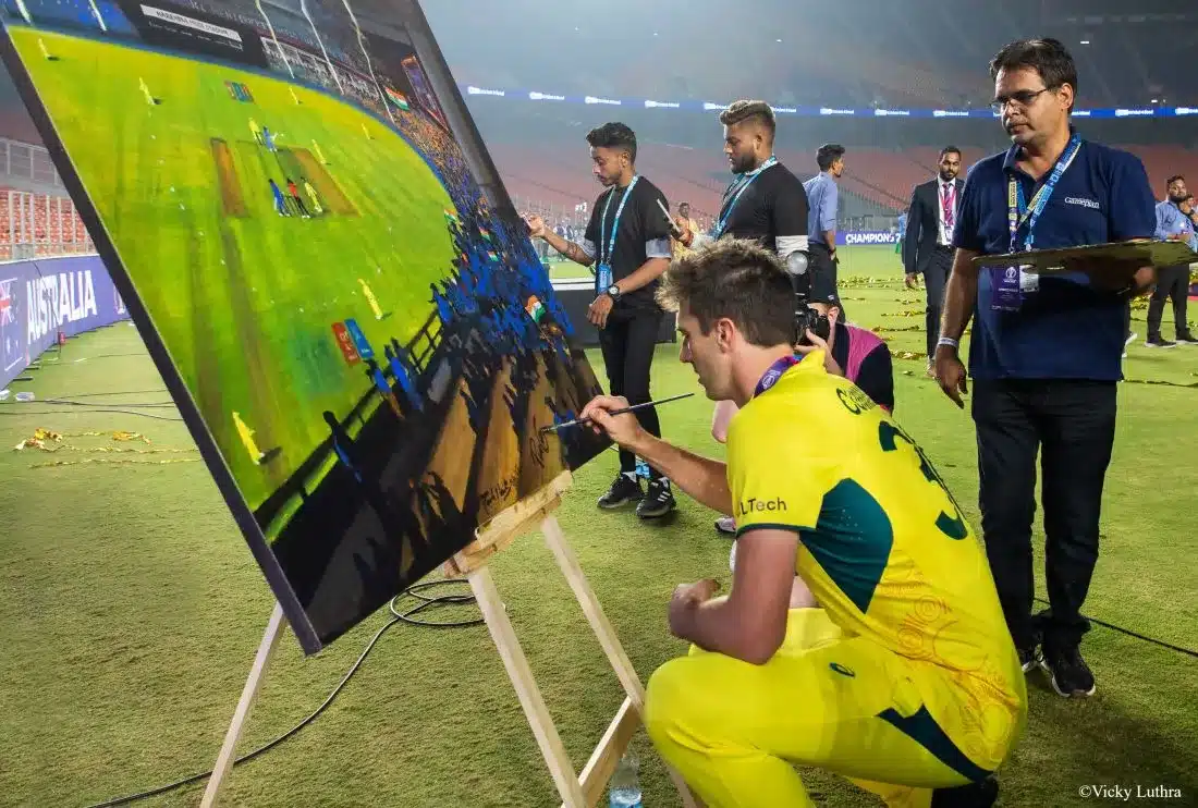 Cricket on Canvas-Live-action paintings by Paresh Maity at the 2023 ICC Men’s World Cup