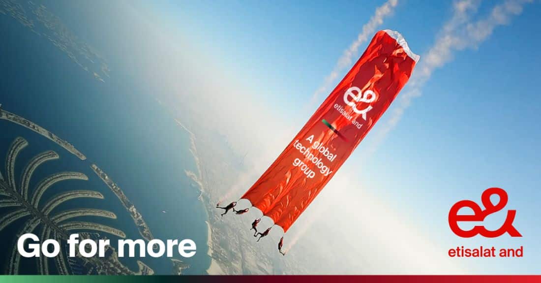 e& sets new Guinness World Record for flying the largest banner in a skydiving freefall