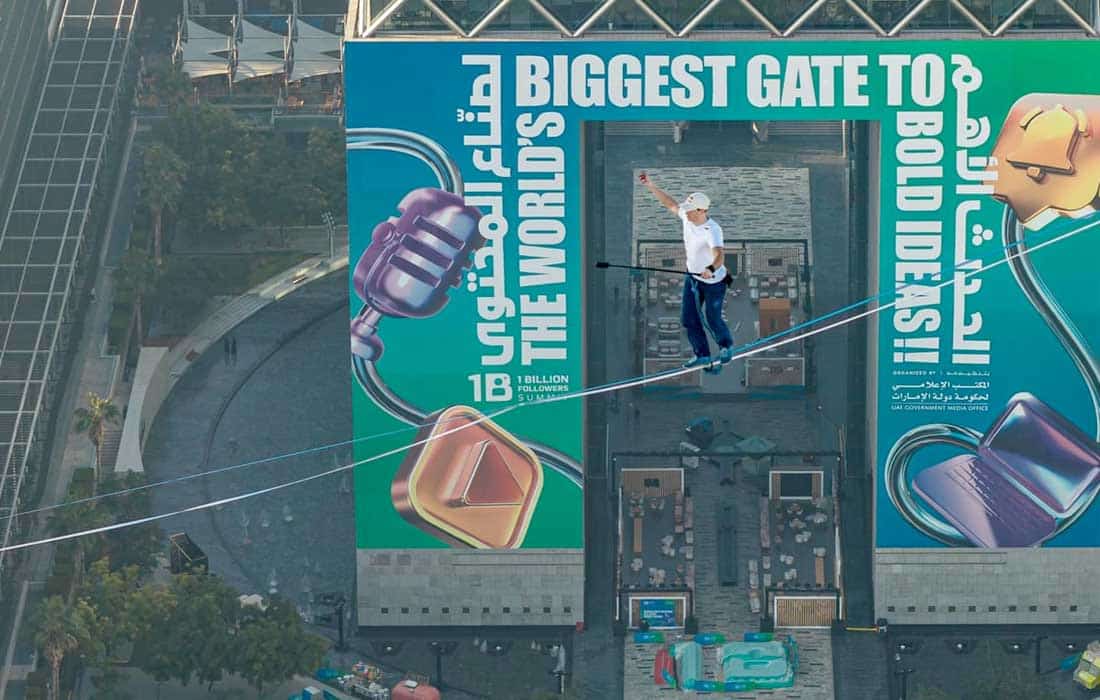Jaan Roose’s slackline feat stuns Dubai summit