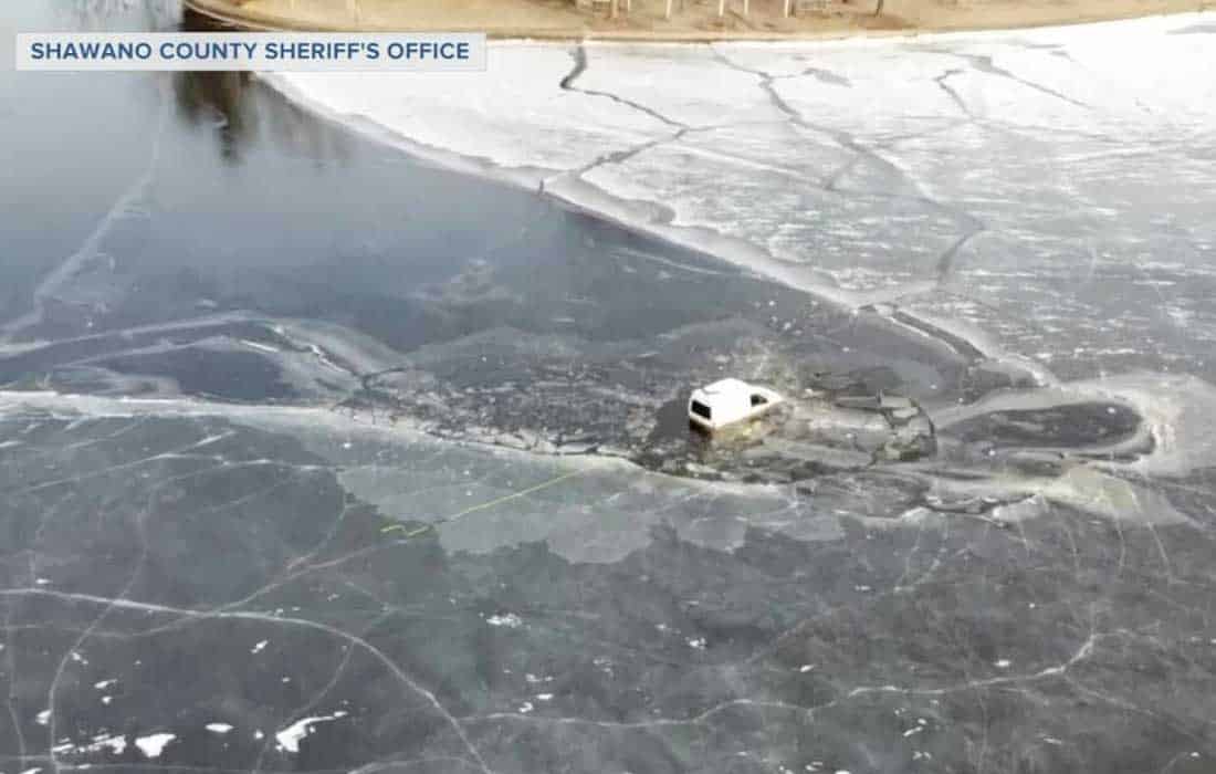 Van through ice on frozen lake raises safety concerns