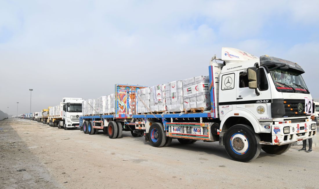 38 Emirati Humanitarian Aid Trucks Enter Gaza