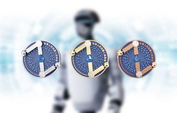 World Humanoid Robot Games medals, slogan out